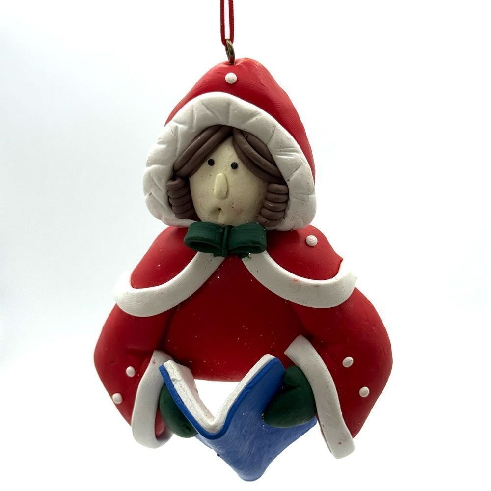 CUTE! Molded Clay 3D Christmas Ornament Caroler Singing